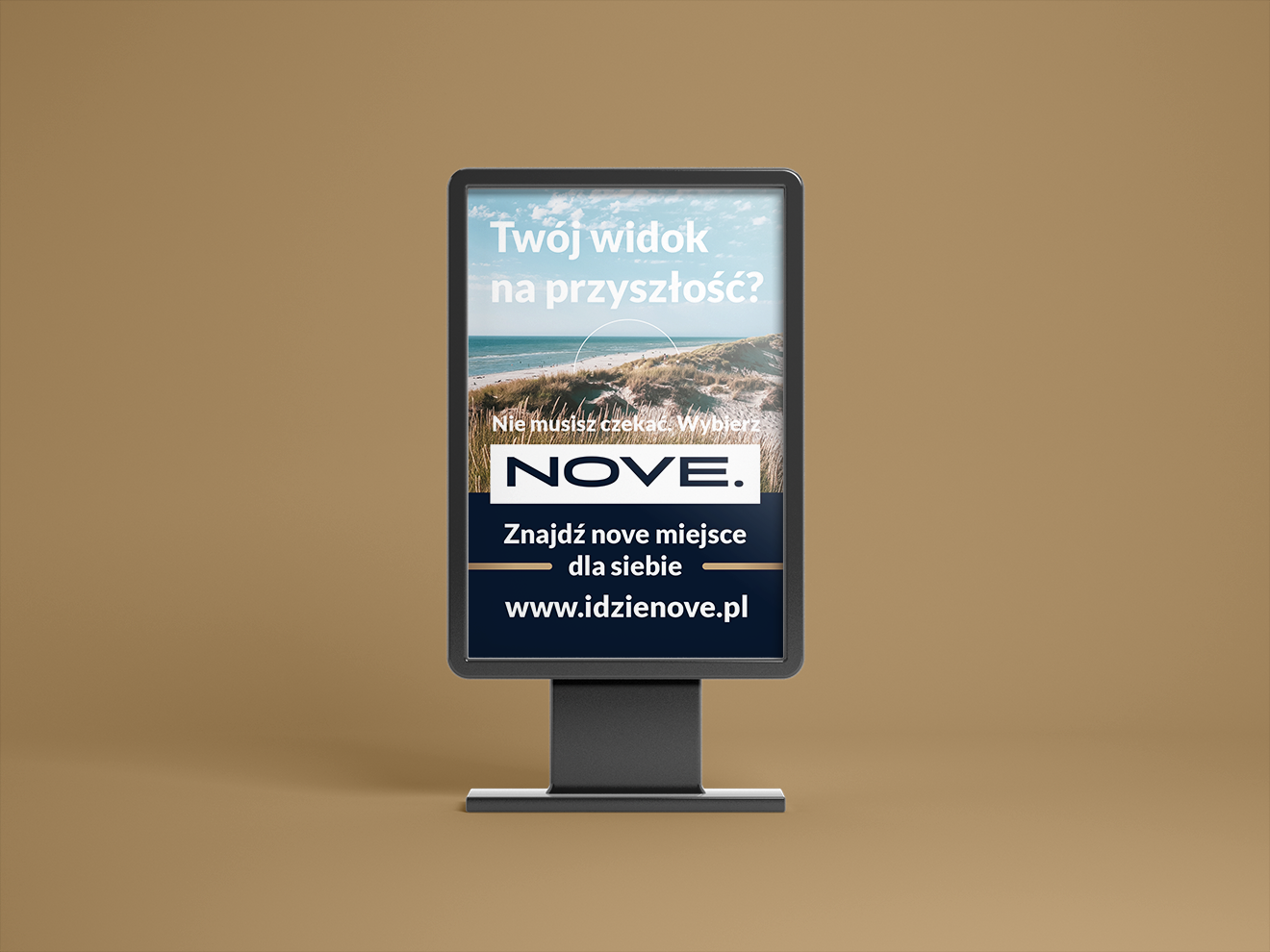 Citylight reklamowy Sarbinove z&nbsp;hasłem „Twój widok na przyszłość?”